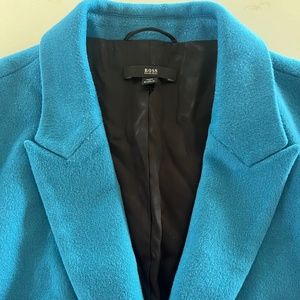BOSS Hugo Boss wool and cashmere teal coat size 14
